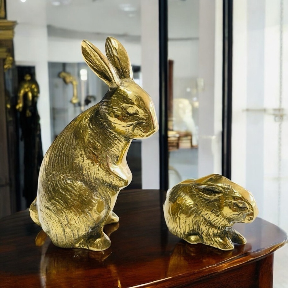 VTG BRASS Bunnies set of 2.